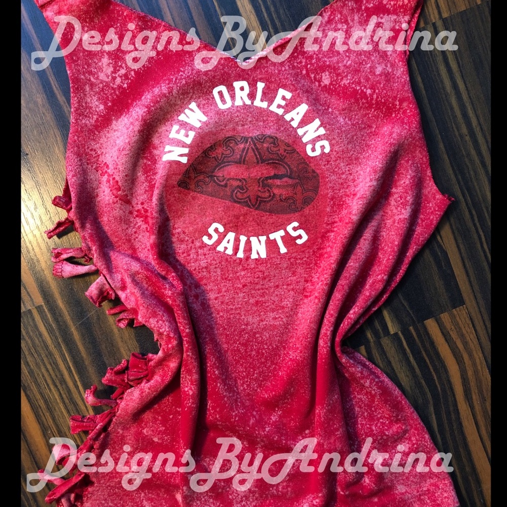 Distressed saints tank top